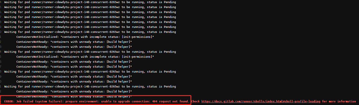 EKS集群部署gitlab-runner报错