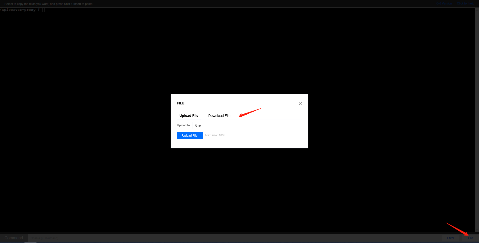 如何在TKE/EKS集群对容器上传下载大文件