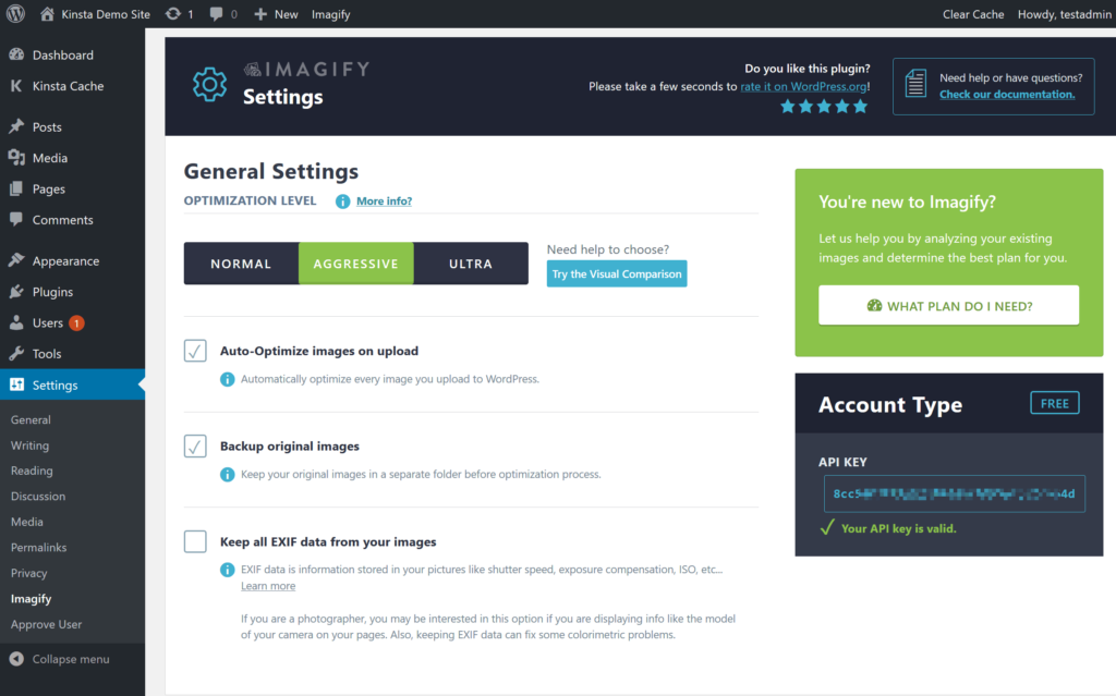 Imagify插件设置 Imagify插件设置