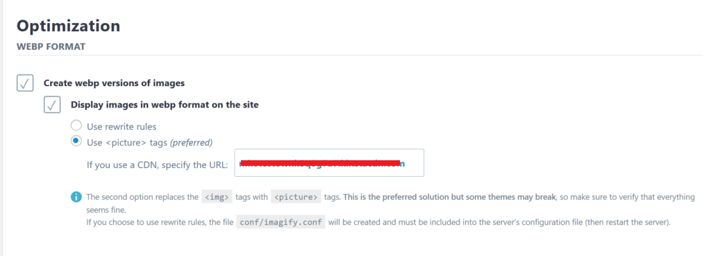 Imagify启用WebP图片优化设置 Imagify启用WebP图片优化设置
