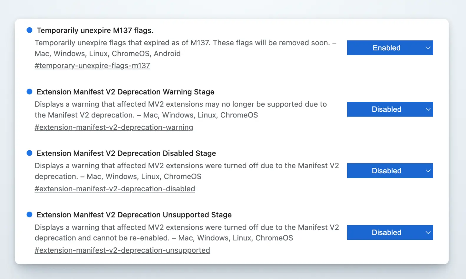 Chrome 浏览器设置flags